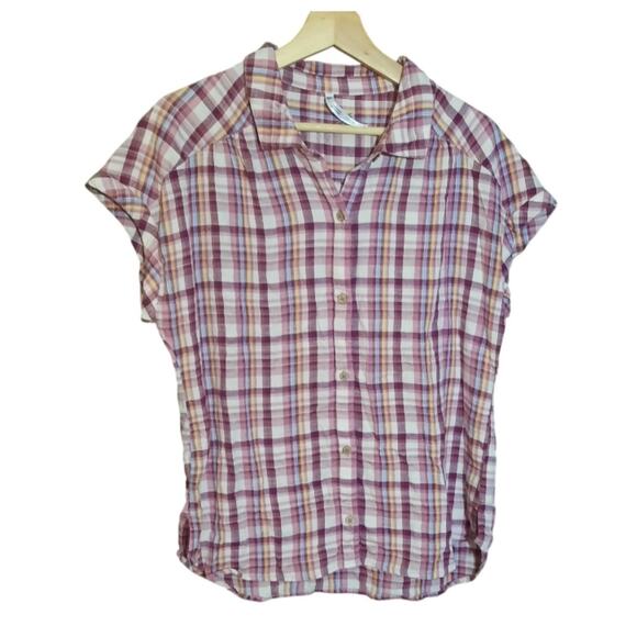 Kuhl Wylde Womens Red Plaid Lightweight Short Sleeve Top Size Medium - Picture 2 of 7